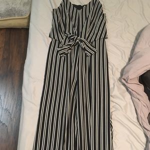 Black and white striped jumpsuit